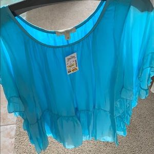 Belle France turquoise silk like top